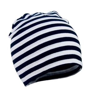 Black and white striped beanie cap baby